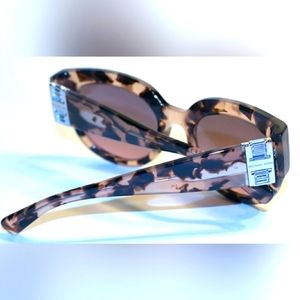 MICHAEL KORS "POLYNESIA" SUNGLASSES - 16 CRYSTAL BARS ON TEMPLE: TORTOISE BROWN